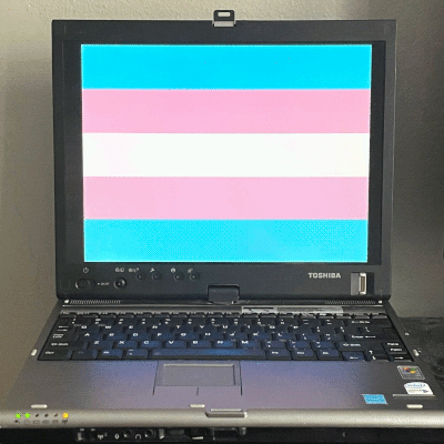 laptop with trans flag